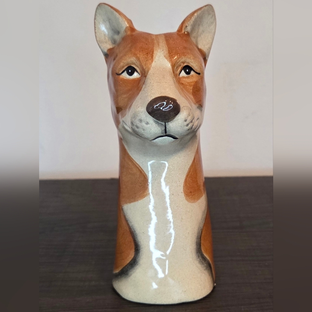 Anthropologie Corgi Dog Ceramic Bud Vase | Cute Animal Planter / Home Decor - Picture 3 of 6